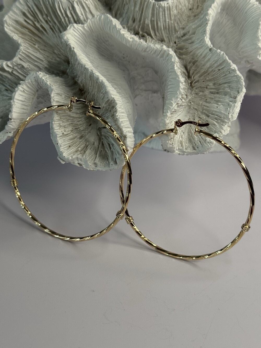 Large Hoop Gold Plated Earrings Length 2.40 Inch